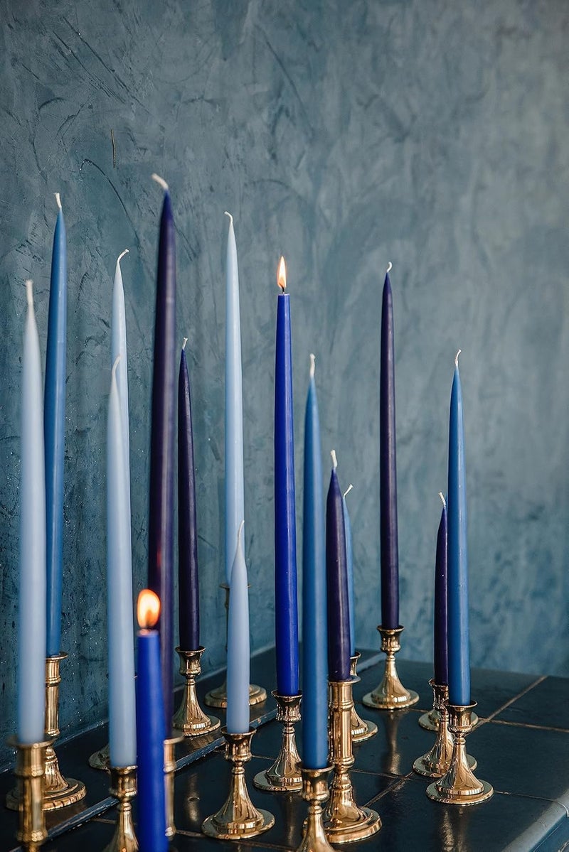 Kunstindustrien ® Taper Candles – Set of 4, 13.8" – Made in Denmark, Long Burning Candles 15h, Unscented & Smokeless Candlesticks – Elegant Tall Candles for Weddings Dinners & Home Decor (Antique Blue) - Image 3